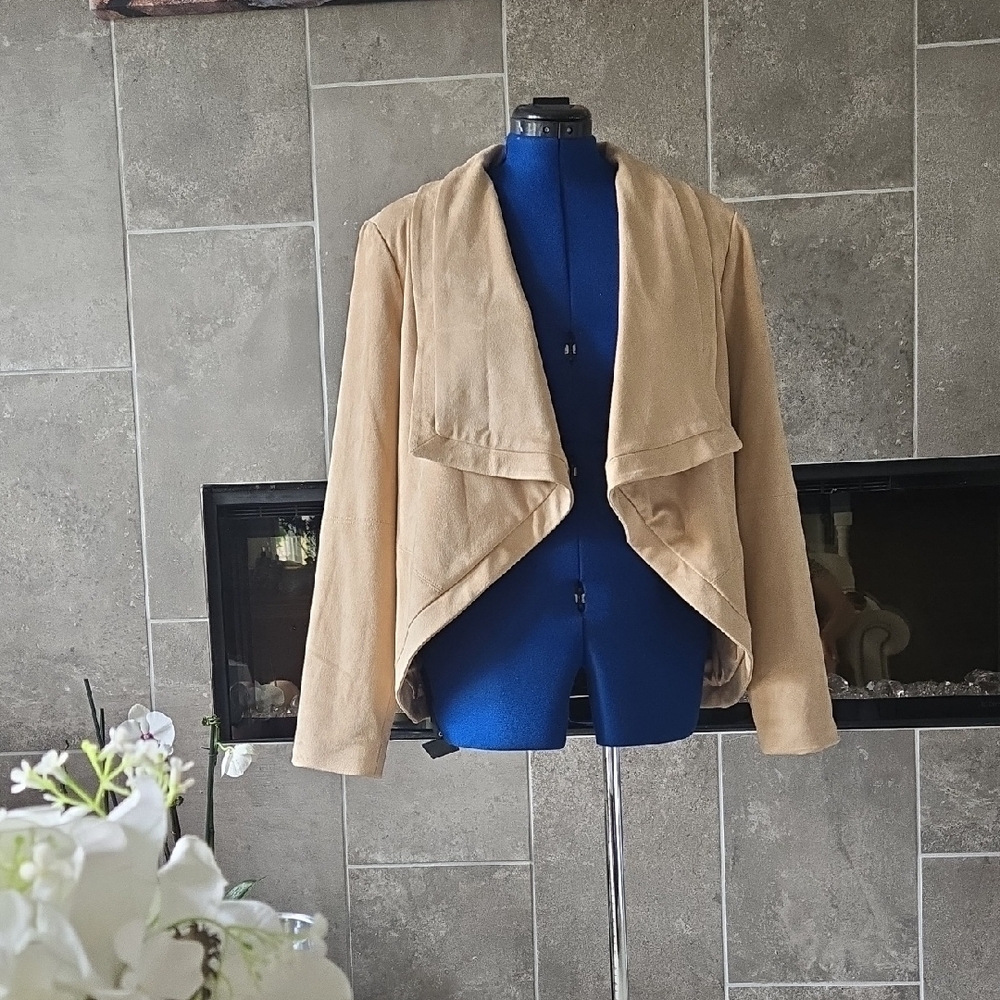 H by Halston Tan Blazer Elegant Suit Jacket